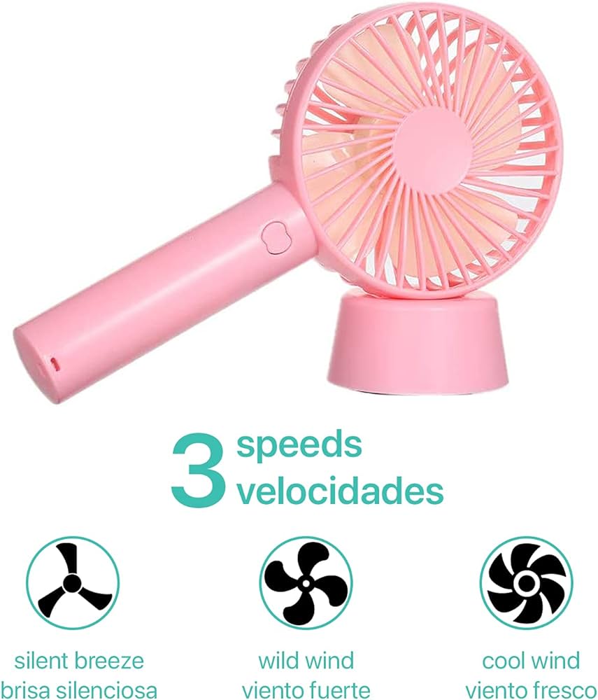 Mini Handheld Fan, Powerful Portable Fan 3 Speeds, USB Rechargeable